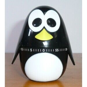 Penguin Kitchen Egg Timer Black White up to 60 Minutes from Kikkerland Kitsch